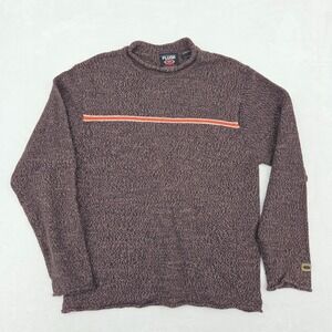 VTG 90s y2k Plugg Sweater Mens Large Brown Striped Pullover Grunge Slub Look